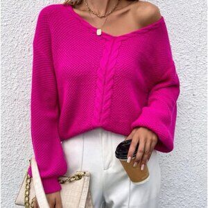 Sold out New Barbie pink deep v neck sweater